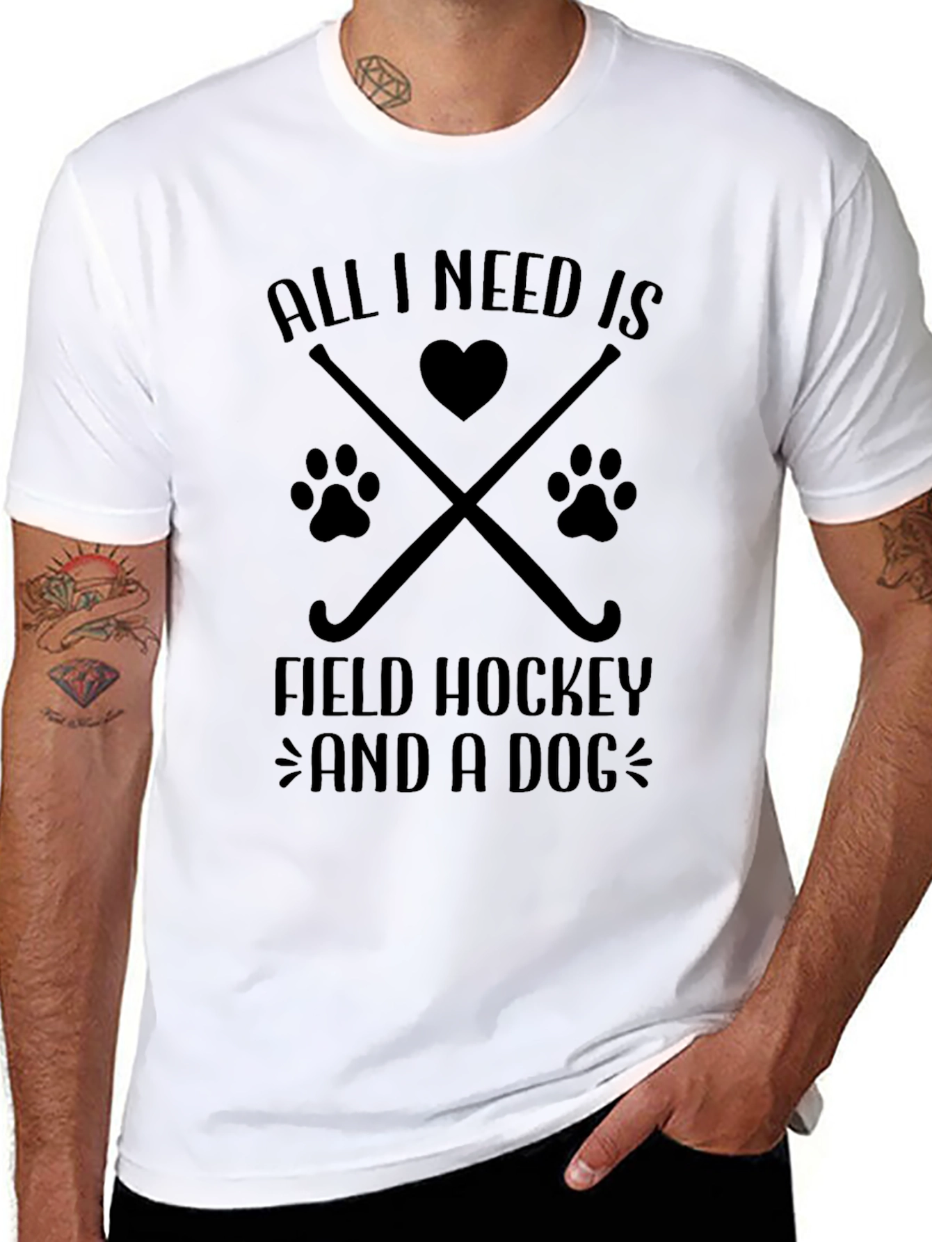 Field Hockey & Dog Lover T-Shirt - Black
