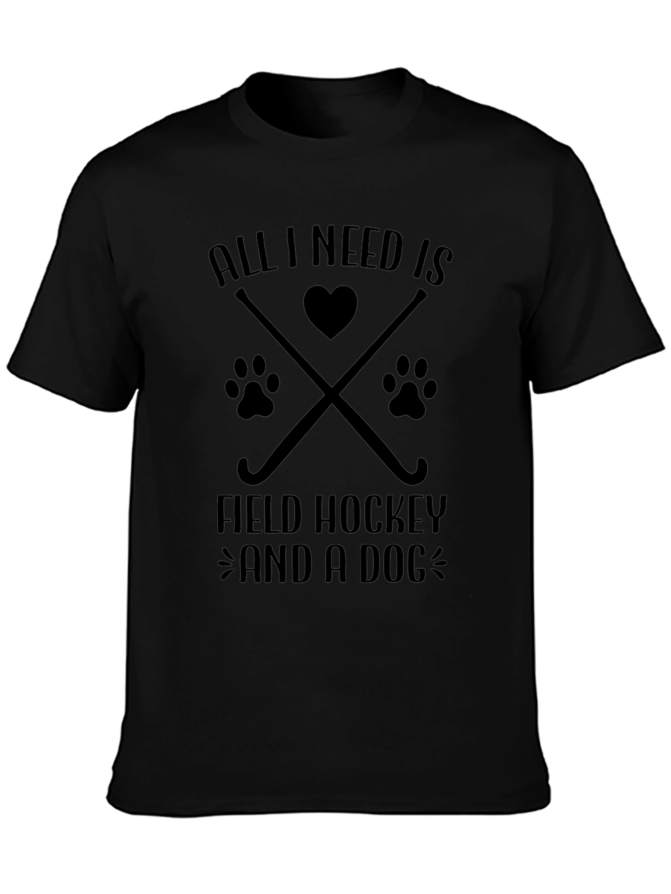 Field Hockey & Dog Lover T-Shirt - Black