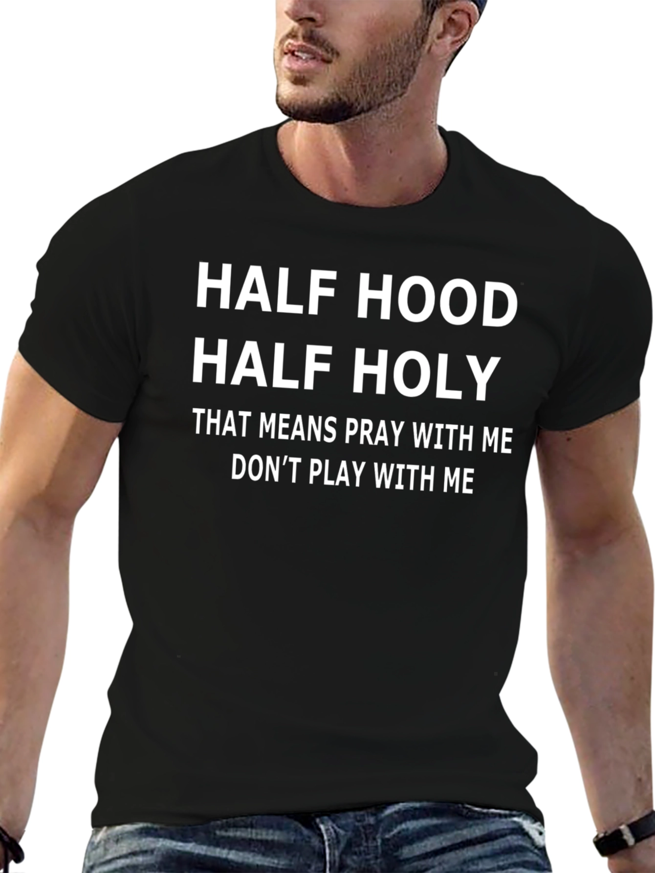 Half Hood Half Holy Graphic T-Shirt