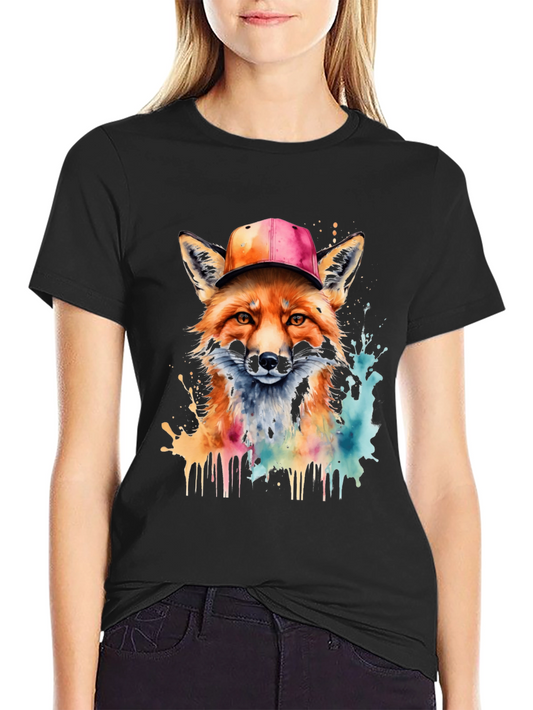 Fox Watercolor Graphic Tee - Unique Mens T-Shirt