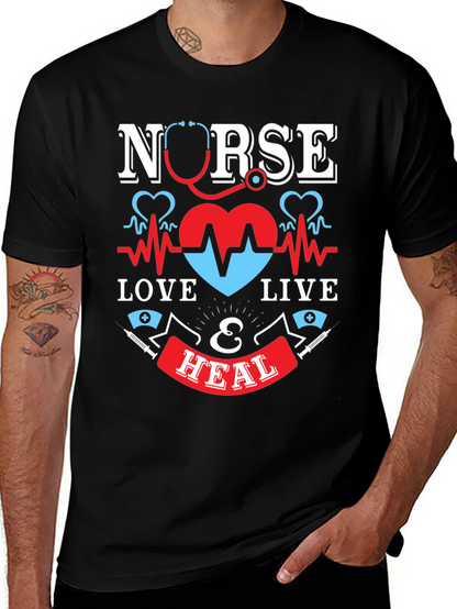 Nurse Love Live & Heal Graphic T-Shirt