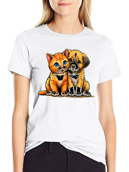 Cute Kitten and Puppy Graphic Tee - Unisex