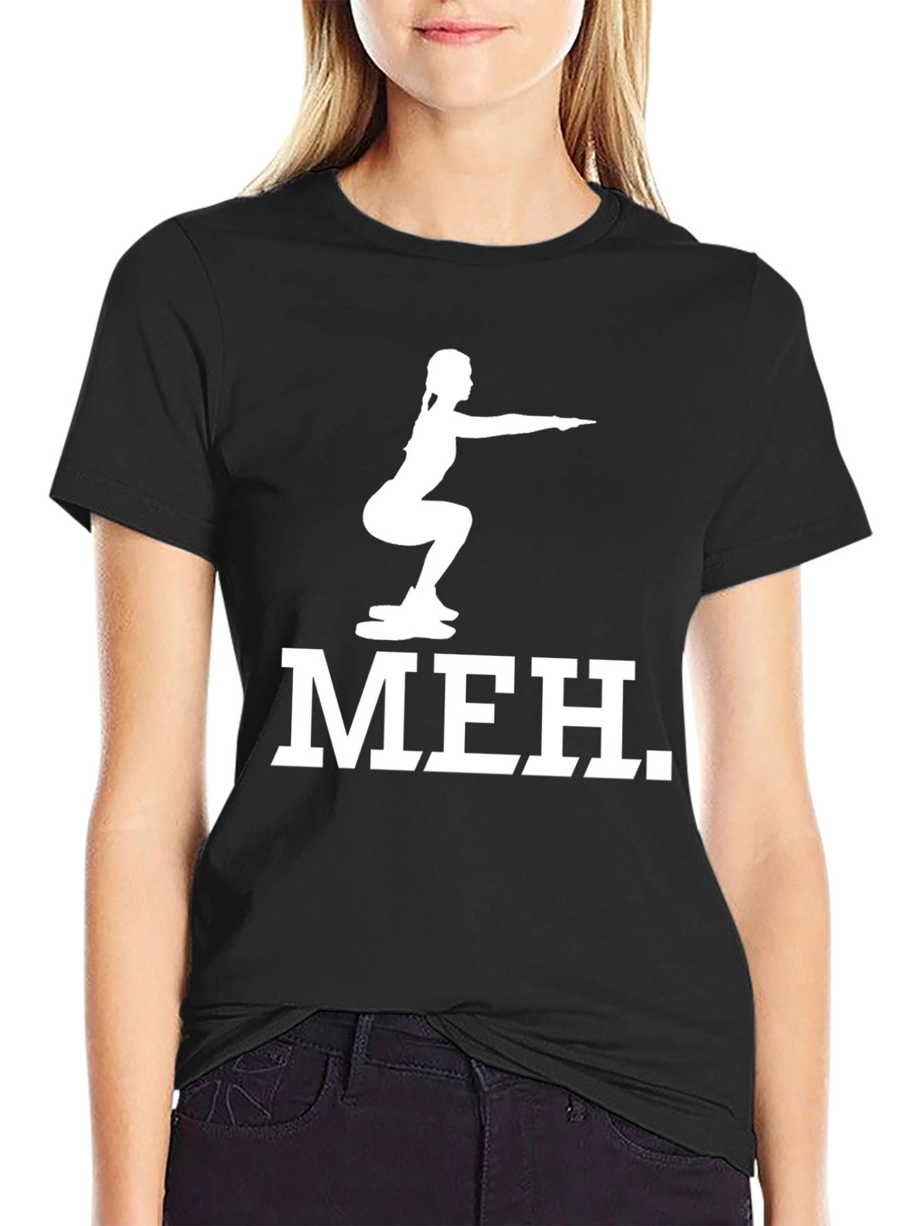 Meh Squat Graphic Tee - Fitness Humor T-Shirt