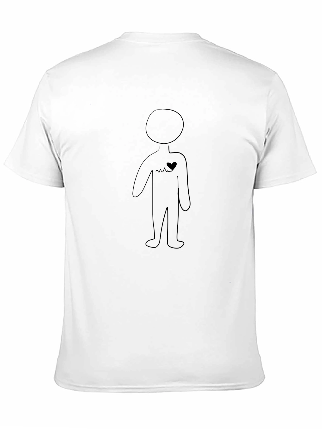 Minimalist Heartbeat Stick Figure Black T-Shirt