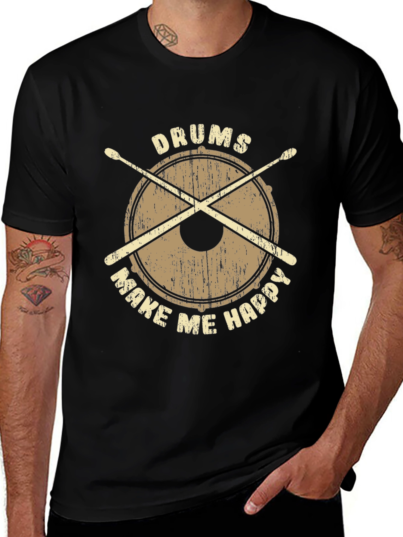 Drums Make Me Happy T-Shirt - Percussionist Apparel