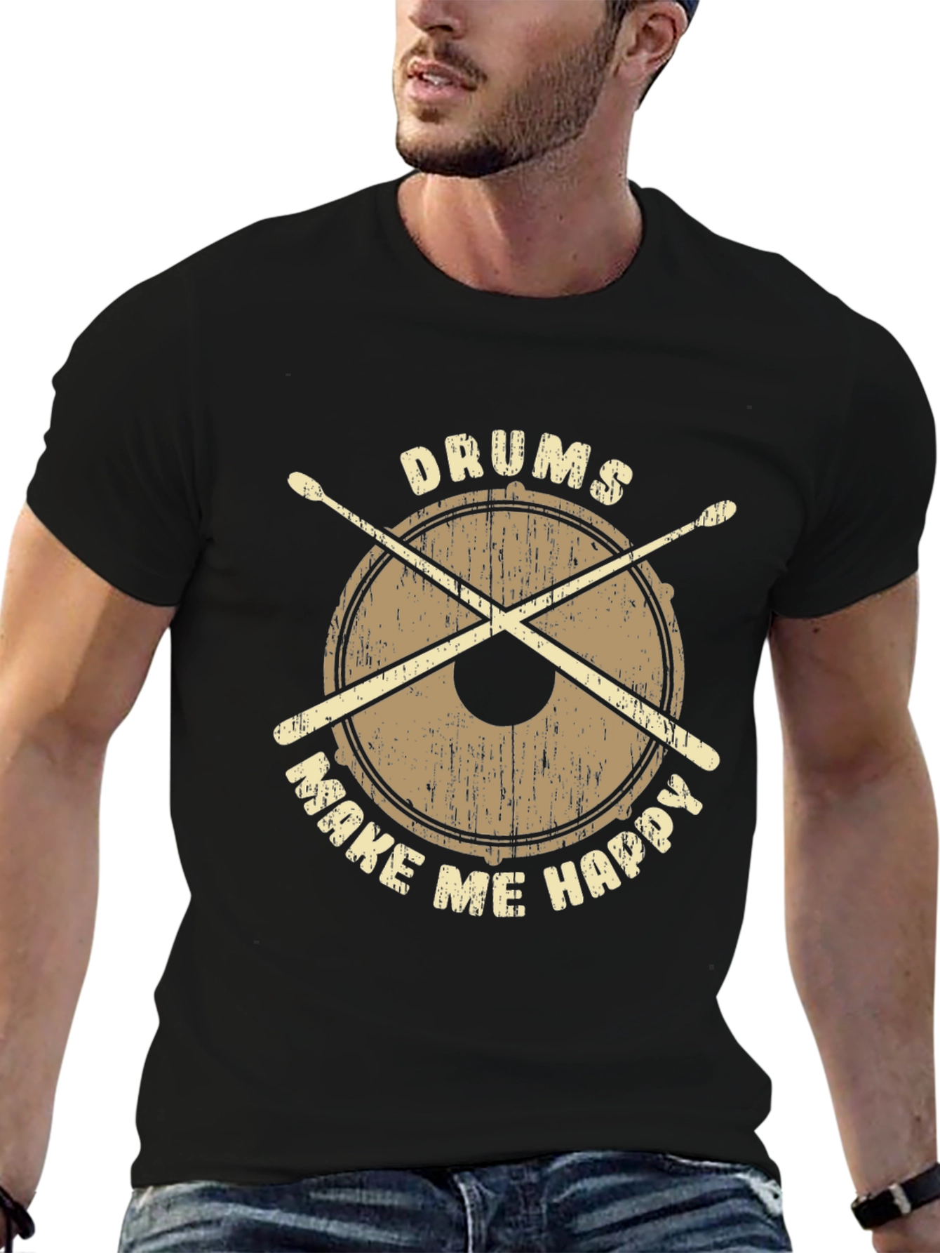 Drums Make Me Happy T-Shirt - Percussionist Apparel