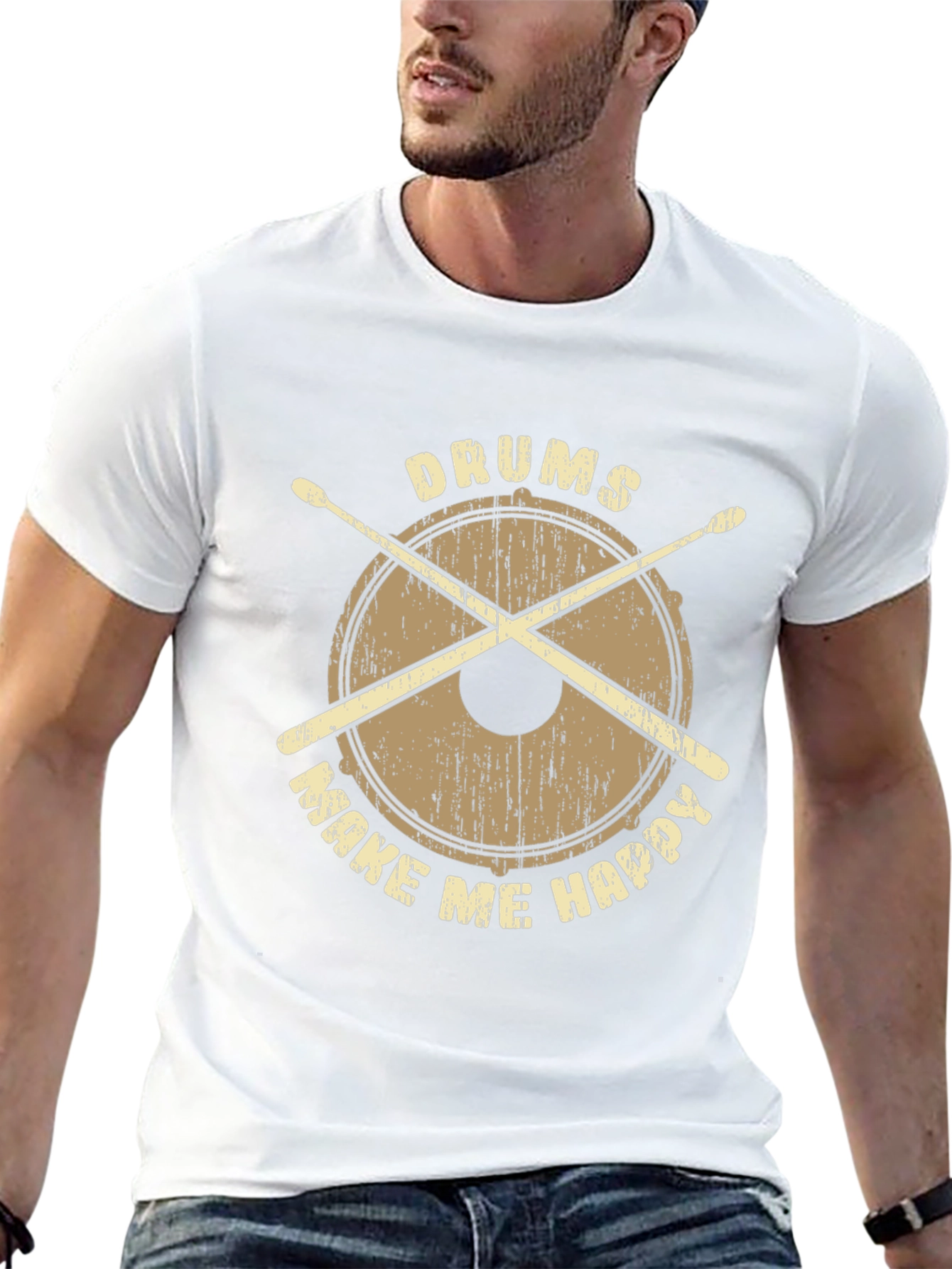Drums Make Me Happy T-Shirt - Percussionist Apparel
