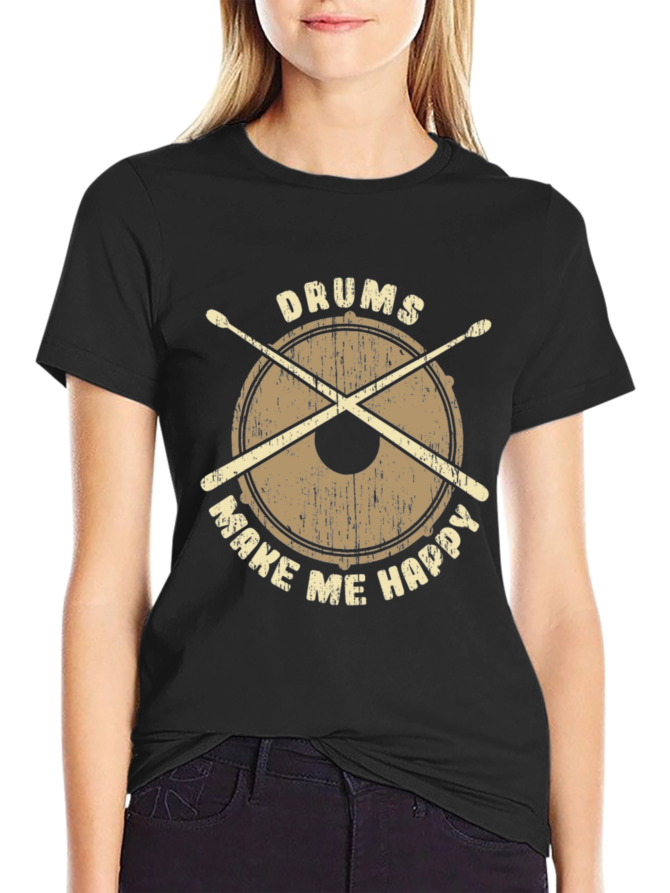 Drums Make Me Happy T-Shirt - Percussionist Apparel