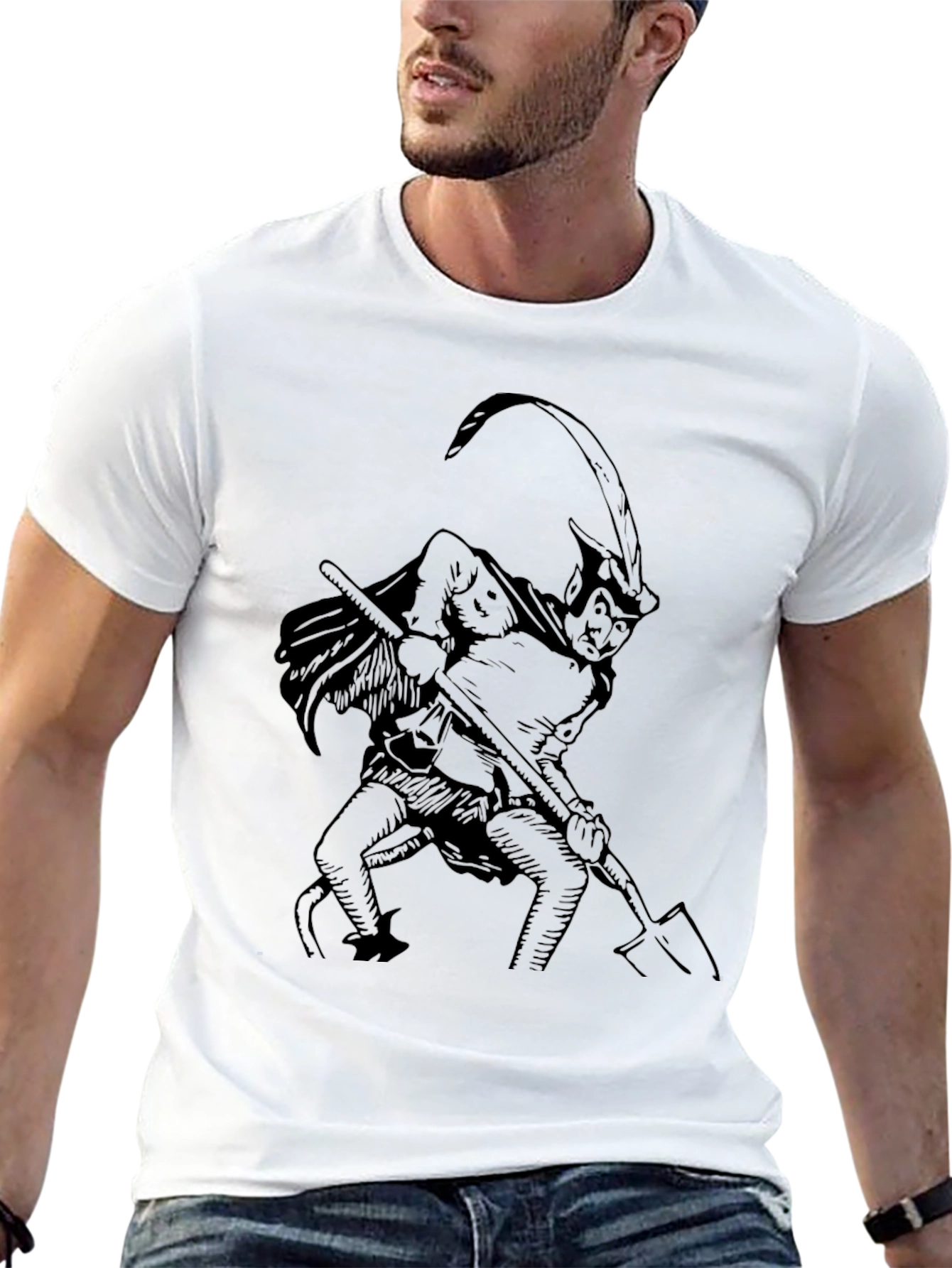 Devil Print Black Tee - Unique Graphic T-Shirt