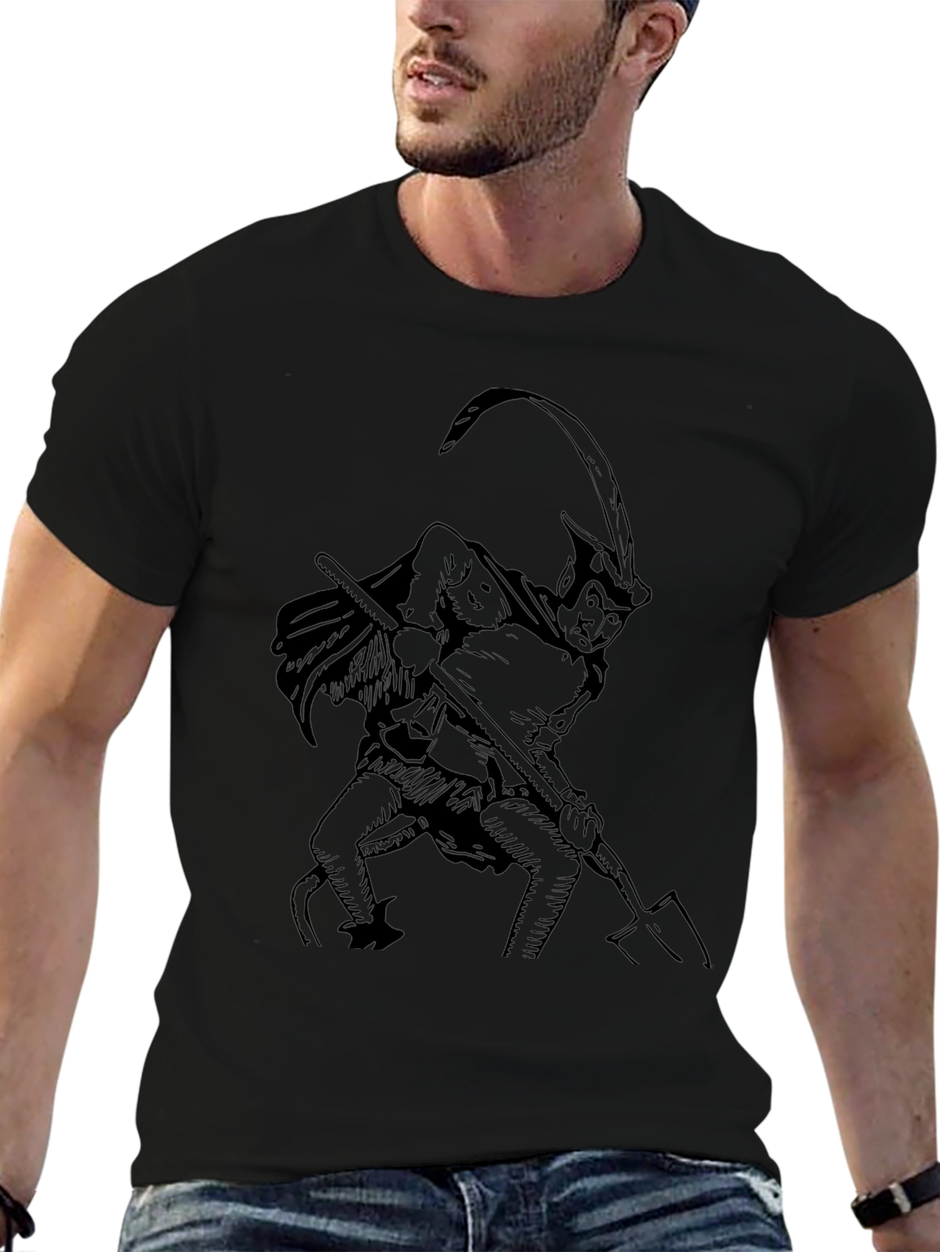 Devil Print Black Tee - Unique Graphic T-Shirt