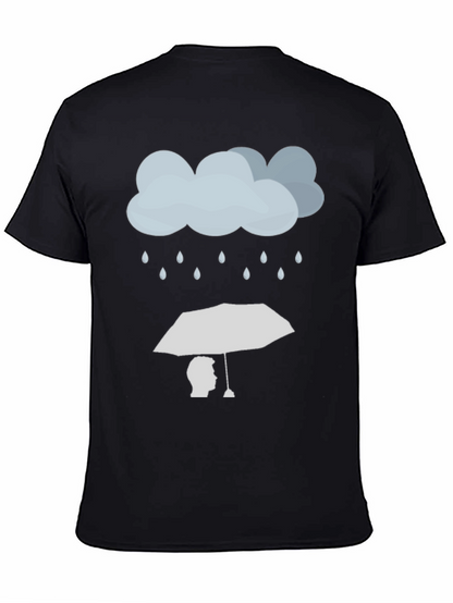 Rainy Day Umbrella Graphic Tee - Stylish Black T-Shirt