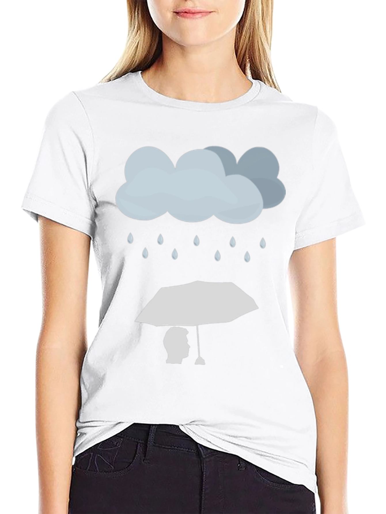 Rainy Day Umbrella Graphic Tee - Stylish Black T-Shirt