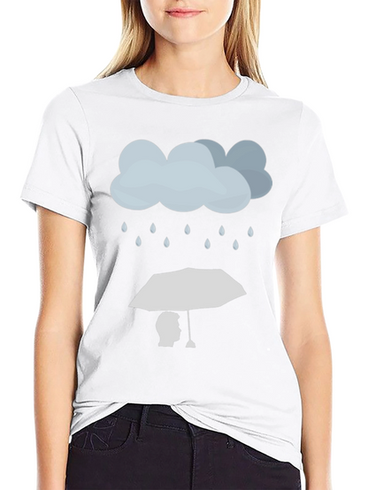 Rainy Day Umbrella Graphic Tee - Stylish Black T-Shirt