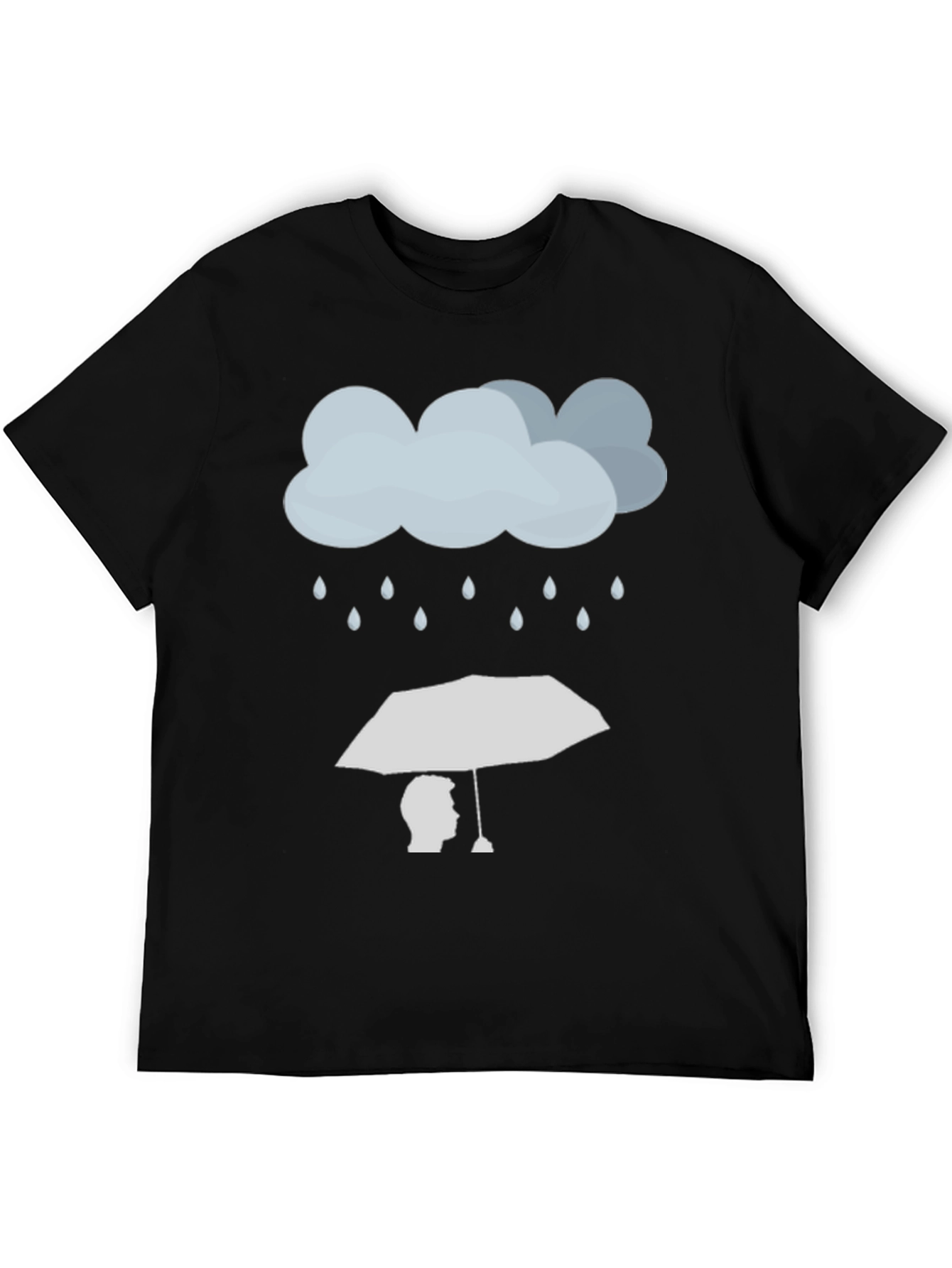 Rainy Day Umbrella Graphic Tee - Stylish Black T-Shirt