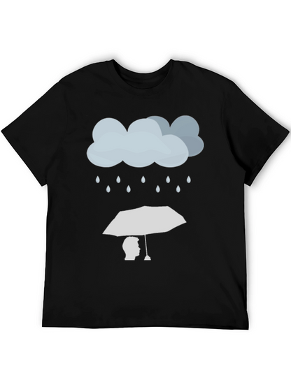 Rainy Day Umbrella Graphic Tee - Stylish Black T-Shirt