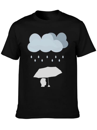 Rainy Day Umbrella Graphic Tee - Stylish Black T-Shirt