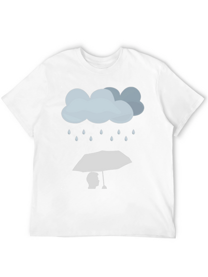 Rainy Day Umbrella Graphic Tee - Stylish Black T-Shirt