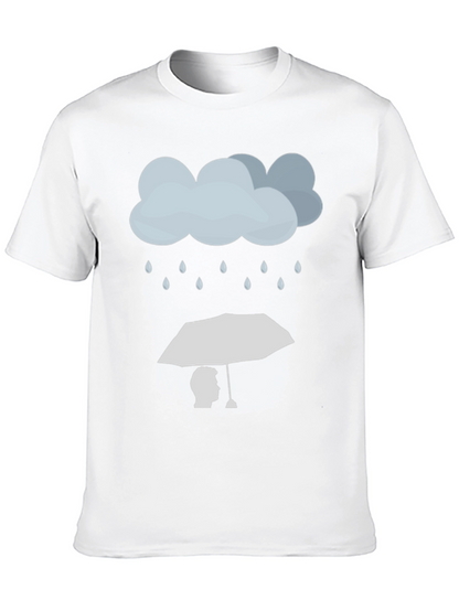 Rainy Day Umbrella Graphic Tee - Stylish Black T-Shirt