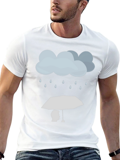 Rainy Day Umbrella Graphic Tee - Stylish Black T-Shirt