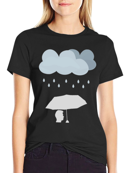Rainy Day Umbrella Graphic Tee - Stylish Black T-Shirt