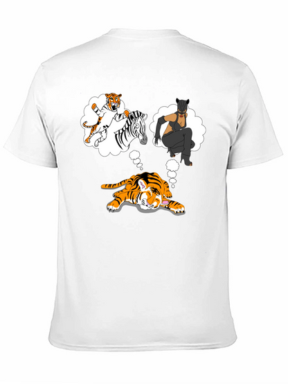 Dreaming Tiger Graphic Tee - Black Cotton T-Shirt