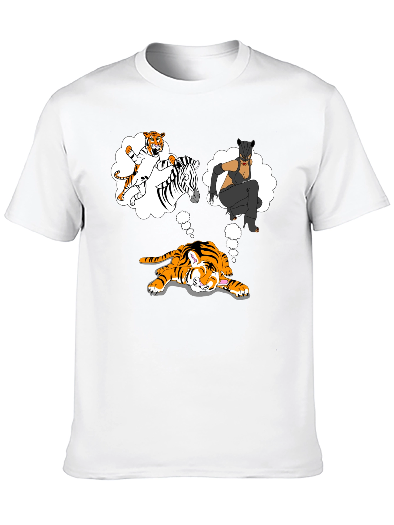 Dreaming Tiger Graphic Tee - Black Cotton T-Shirt