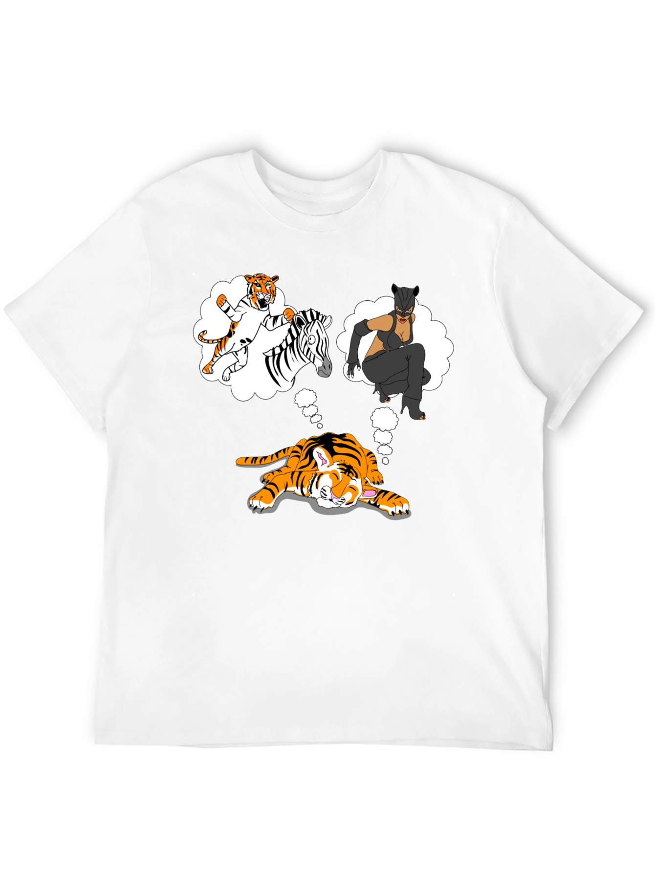 Dreaming Tiger Graphic Tee - Black Cotton T-Shirt