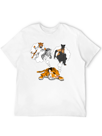 Dreaming Tiger Graphic Tee - Black Cotton T-Shirt