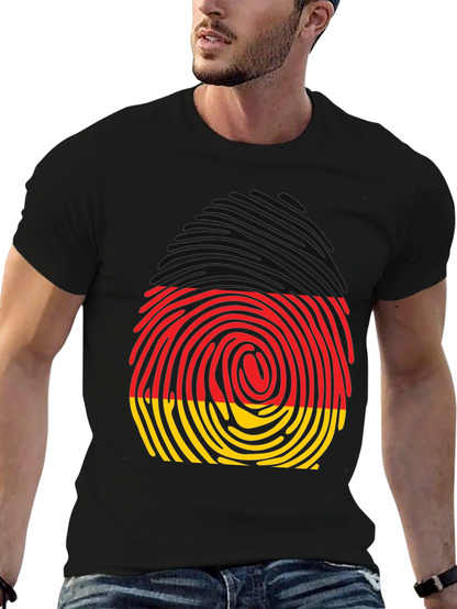 Germany Fingerprint T-Shirt - Black Crew Neck Tee
