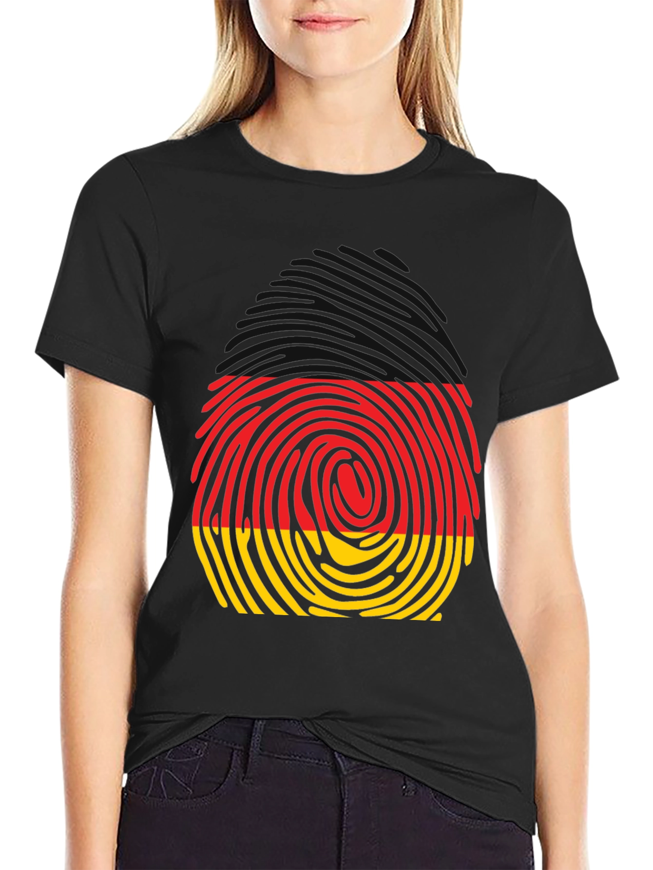 Germany Fingerprint T-Shirt - Black Crew Neck Tee