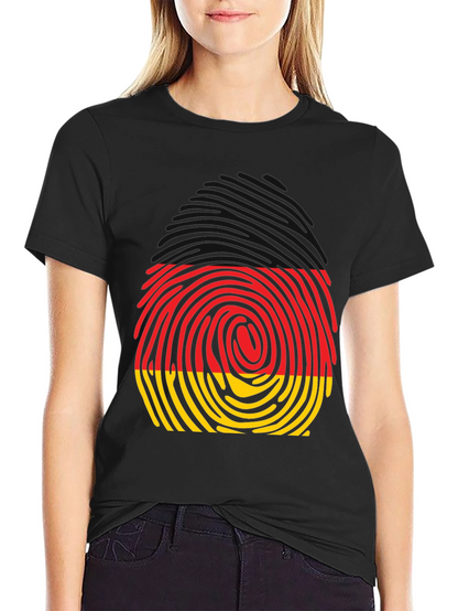 Germany Fingerprint T-Shirt - Black Crew Neck Tee