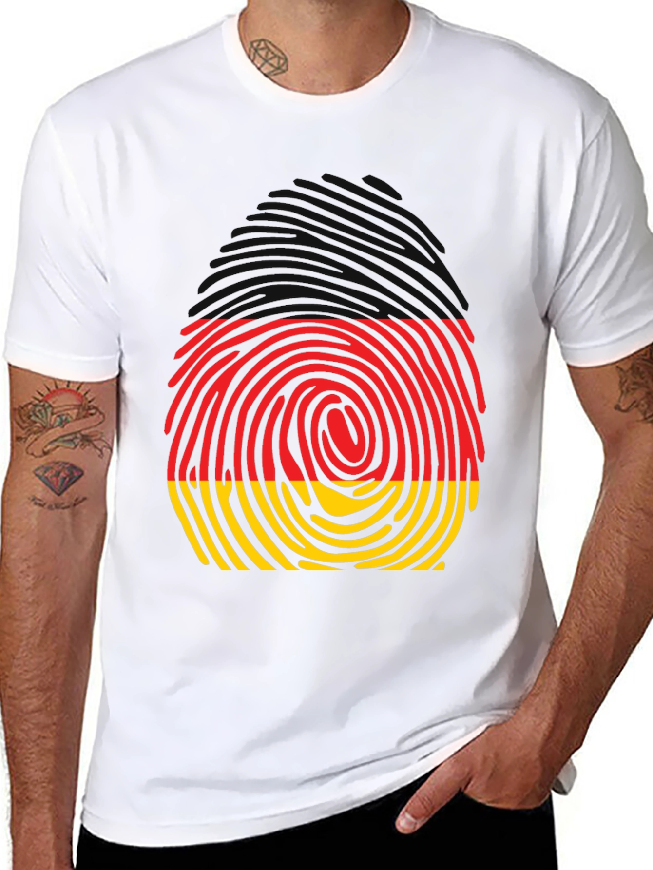 Germany Fingerprint T-Shirt - Black Crew Neck Tee
