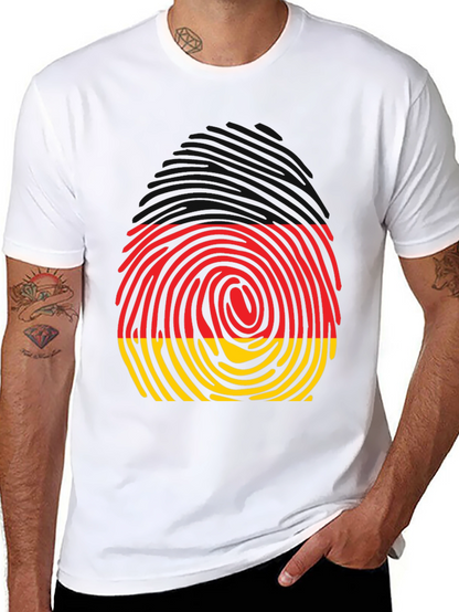 Germany Fingerprint T-Shirt - Black Crew Neck Tee