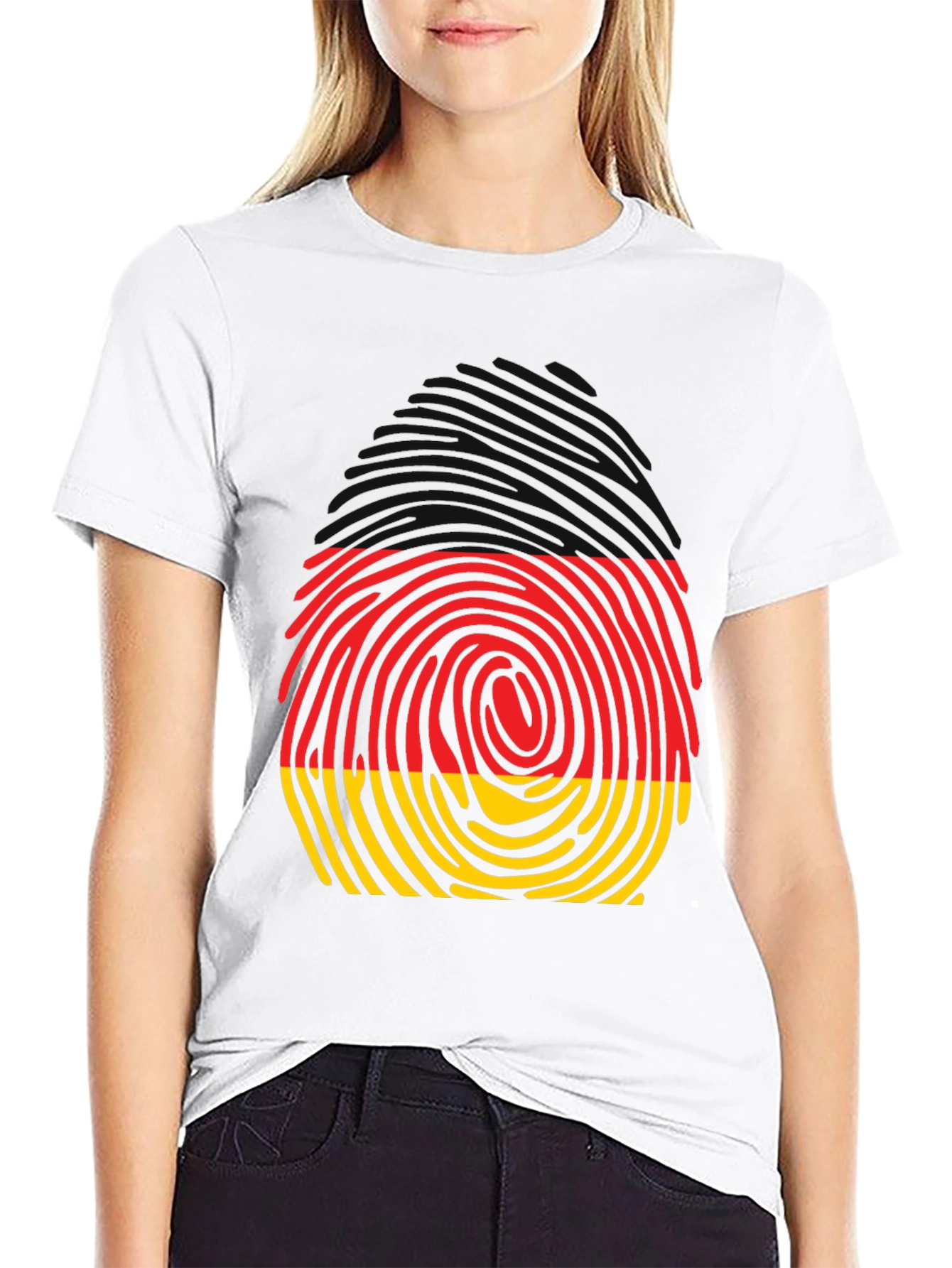 Germany Fingerprint T-Shirt - Black Crew Neck Tee