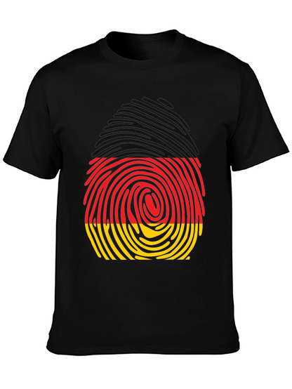 Germany Fingerprint T-Shirt - Black Crew Neck Tee