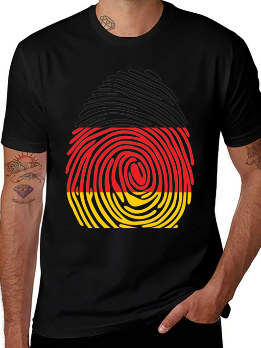 Germany Fingerprint T-Shirt - Black Crew Neck Tee