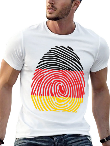 Germany Fingerprint T-Shirt - Black Crew Neck Tee
