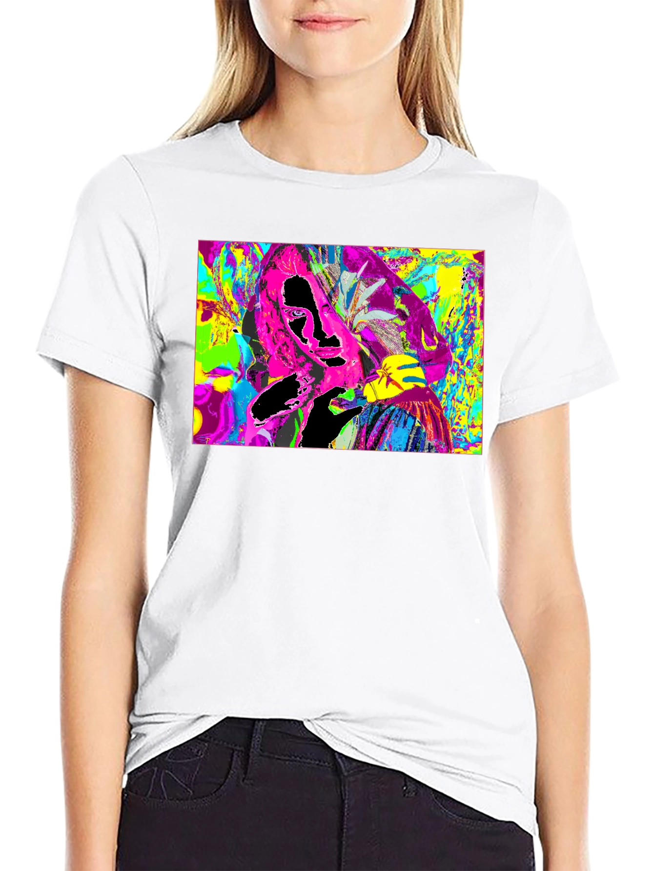 Vivid Abstract Graphic Print Crewneck T-Shirt