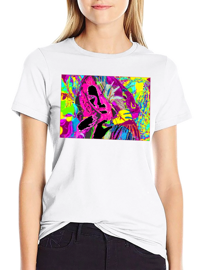 Vivid Abstract Graphic Print Crewneck T-Shirt