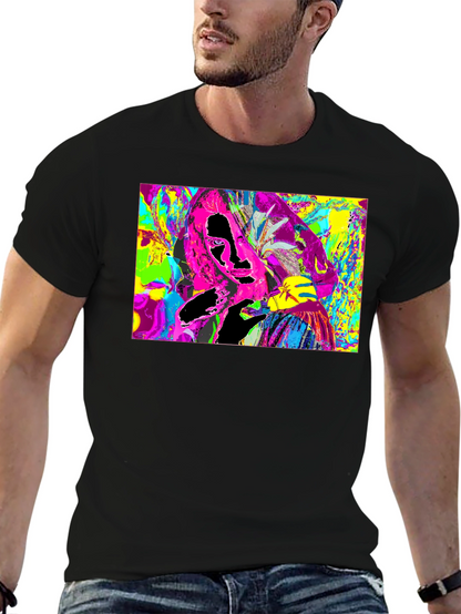 Vivid Abstract Graphic Print Crewneck T-Shirt