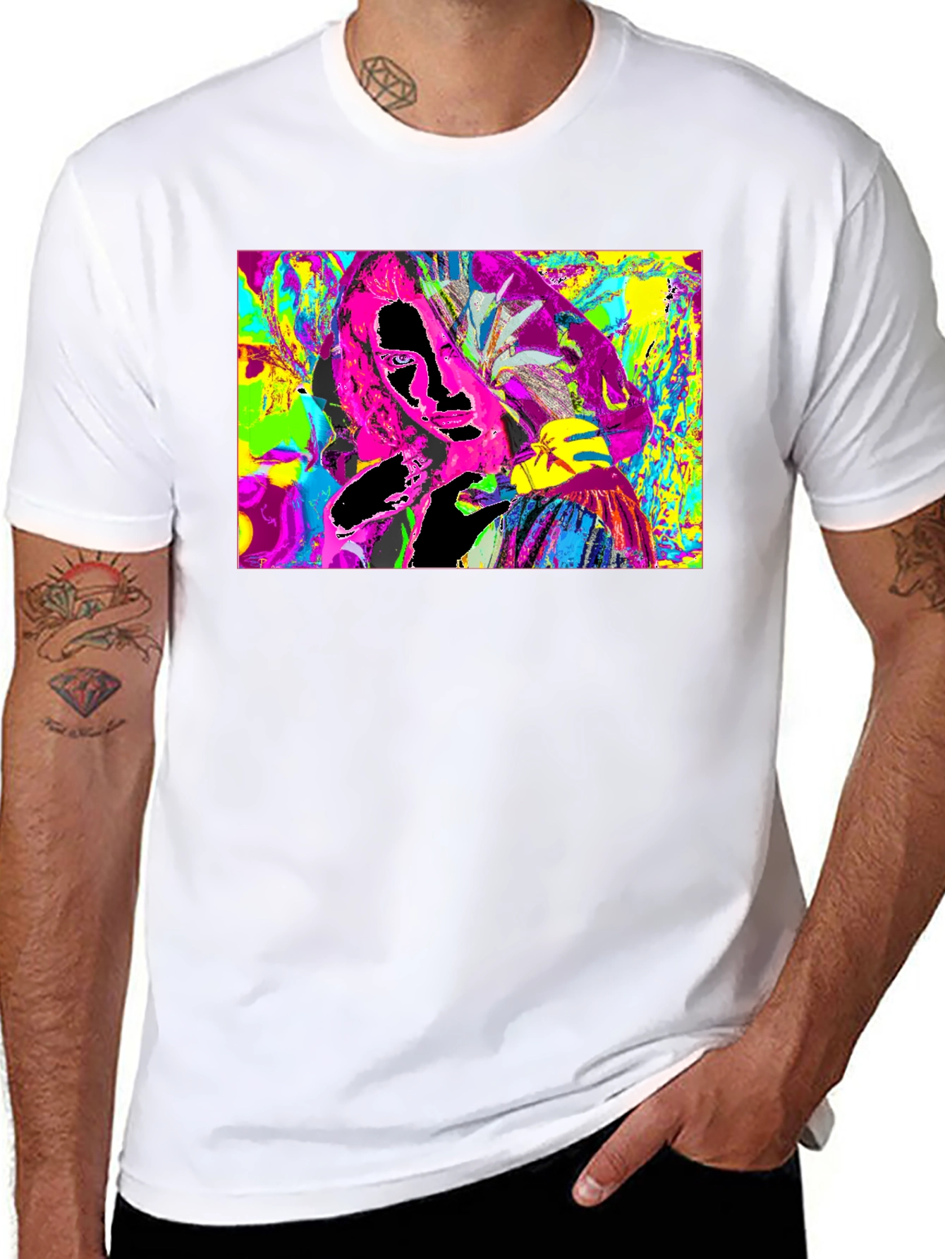 Vivid Abstract Graphic Print Crewneck T-Shirt