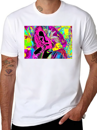 Vivid Abstract Graphic Print Crewneck T-Shirt