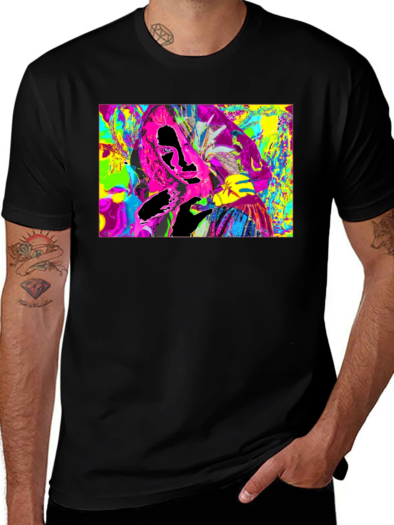 Vivid Abstract Graphic Print Crewneck T-Shirt