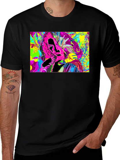 Vivid Abstract Graphic Print Crewneck T-Shirt