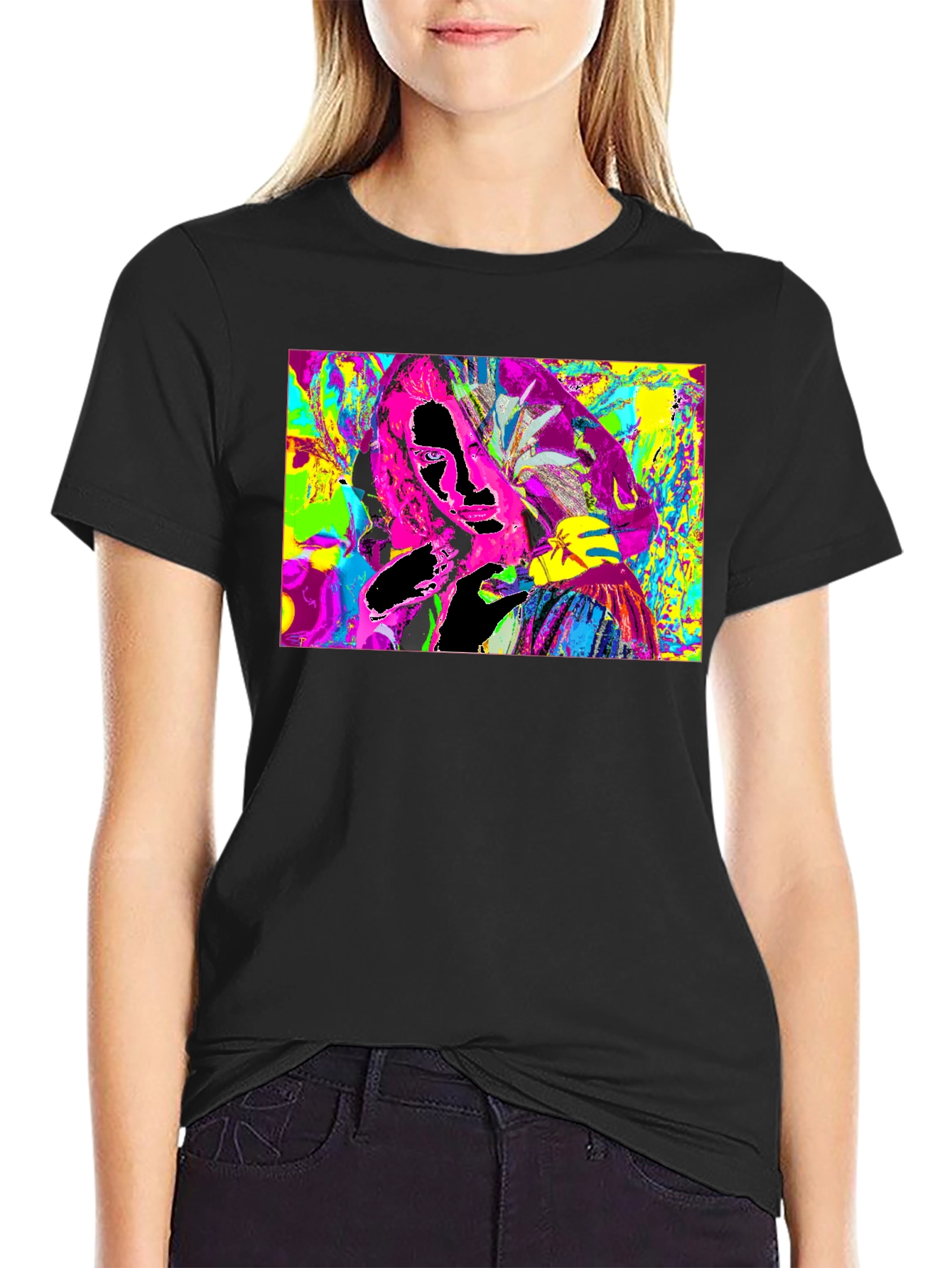 Vivid Abstract Graphic Print Crewneck T-Shirt