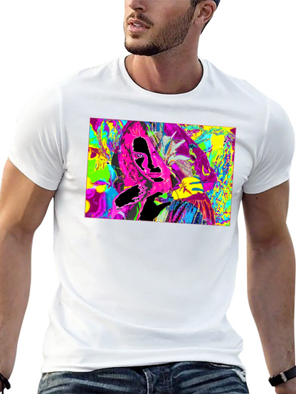 Vivid Abstract Graphic Print Crewneck T-Shirt