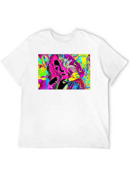 Vivid Abstract Graphic Print Crewneck T-Shirt