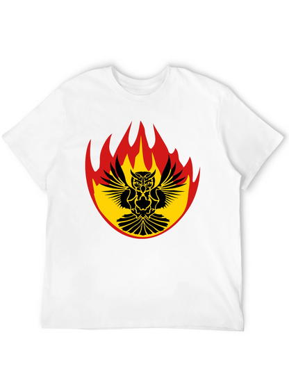 Fiery Owl Graphic Tee - Black Cotton Shirt