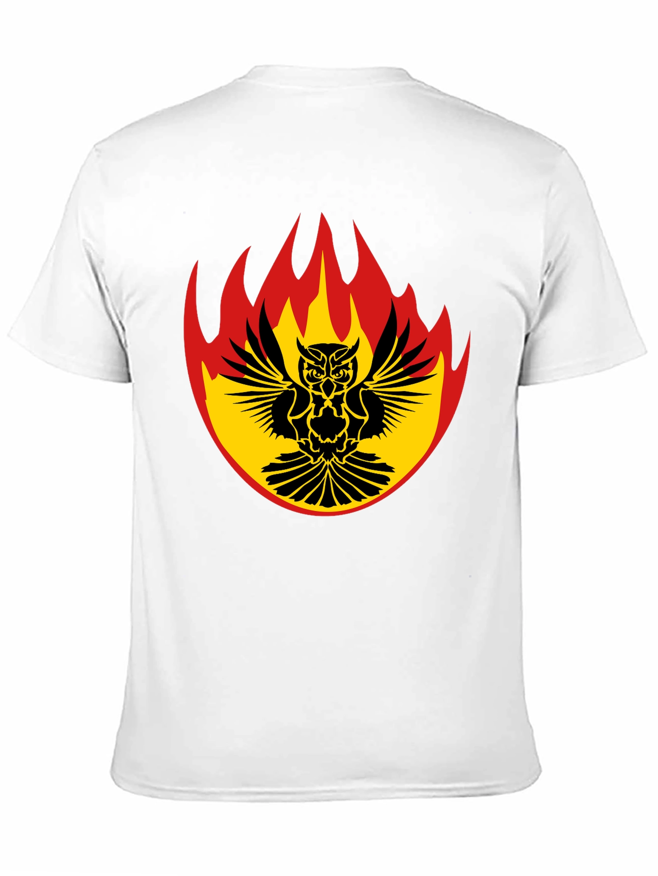 Fiery Owl Graphic Tee - Black Cotton Shirt
