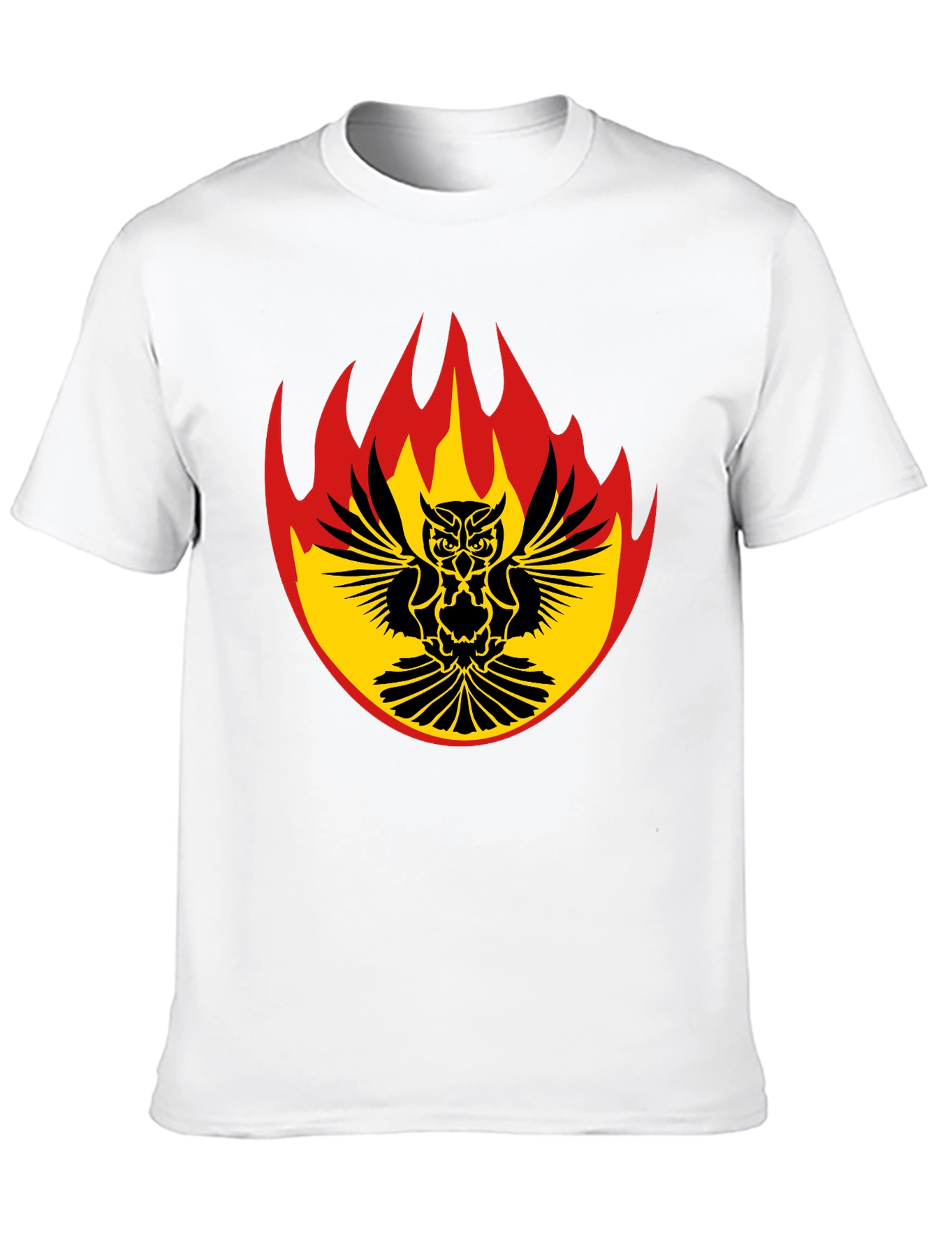 Fiery Owl Graphic Tee - Black Cotton Shirt